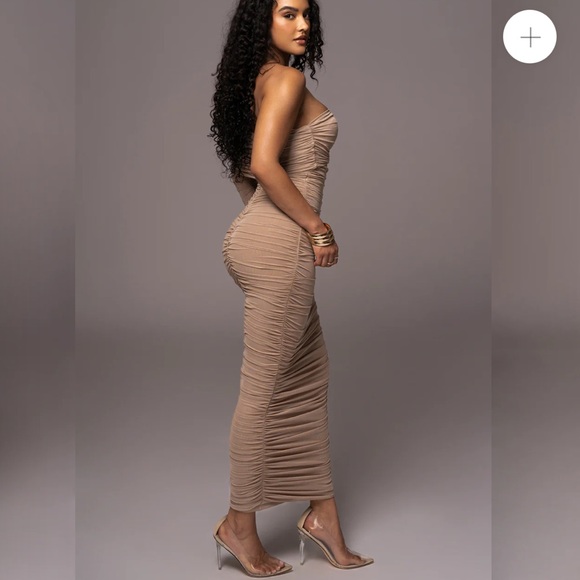 Jluxlabel Nude Beige Ruched Mesh Skirt - Picture 6 of 13